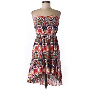 Strapless Print Hi Low Dress